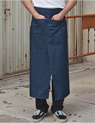L-FS100100SPJNS-Jeans Bistro Apron With Split